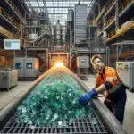 Norwegian glass factory with hybrid furnace cullet sorting and emissions controls